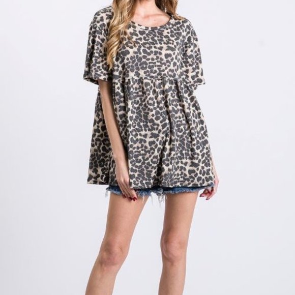 Leopard Babydoll Top - Picture 3 of 4